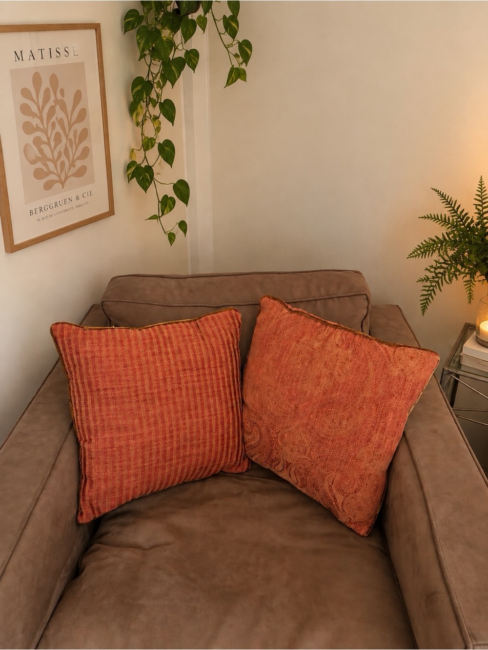 Orange decorative throw pillows